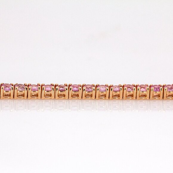 Ceylon Pink Sapphire Tennis Bracelet in Solid 14K Rose Gold | Fine Jewelry - Picture 5 of 7